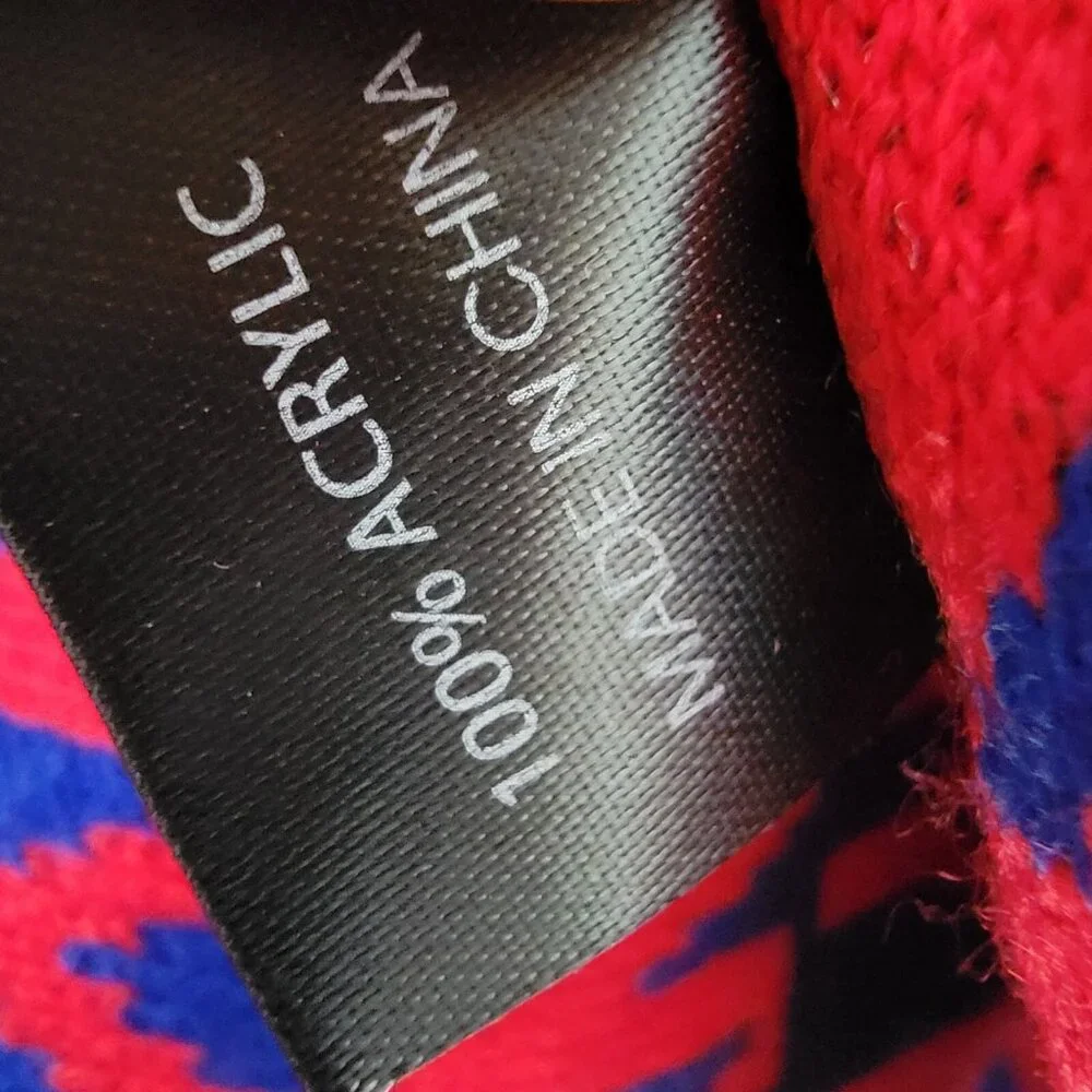 New York NY Knit Scarf Blue Red 64x10 Acrylic‎
